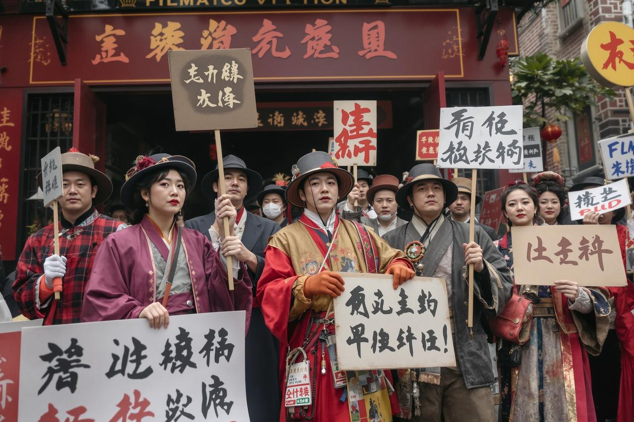 现场直击:某影视城古装群演大规模罢工,烈日下举牌控诉 - 51黑撩 现场直击:某影视城古装群演大规模罢工,烈日下举牌控诉 - 51黑撩